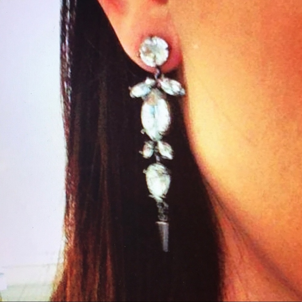 :: S&D Retired Hematite+Crystal Drop Earrings - Picture 4 of 6